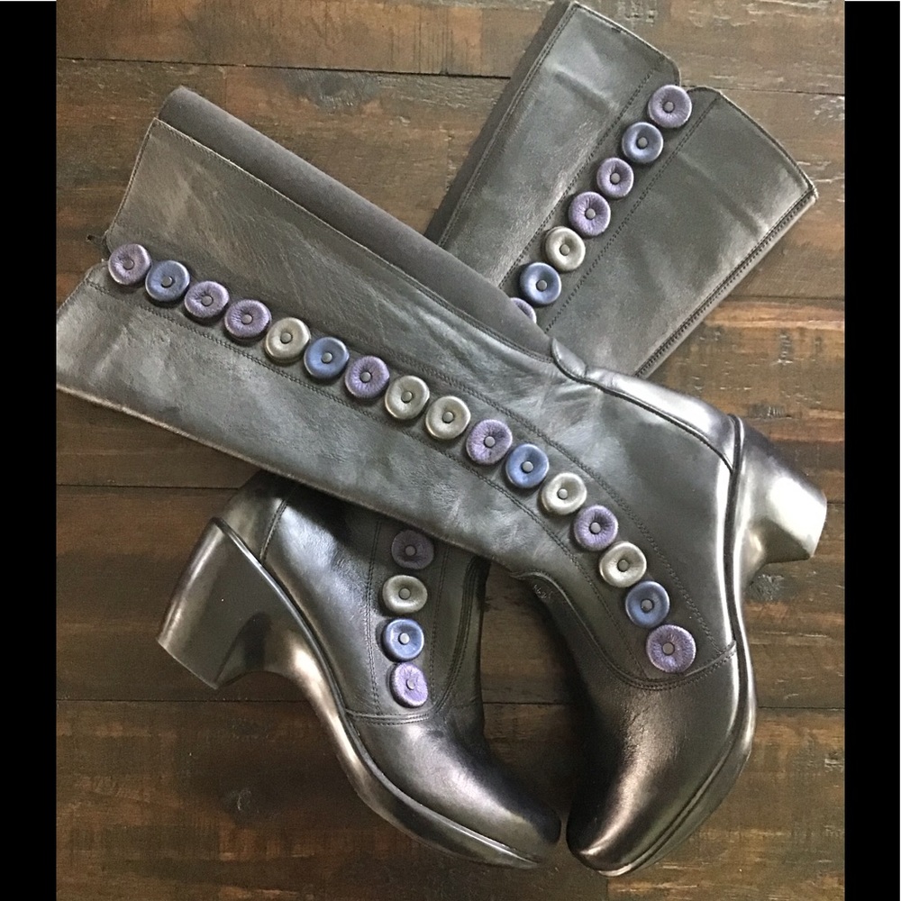 Naot Black and Purple Heeled Boots
